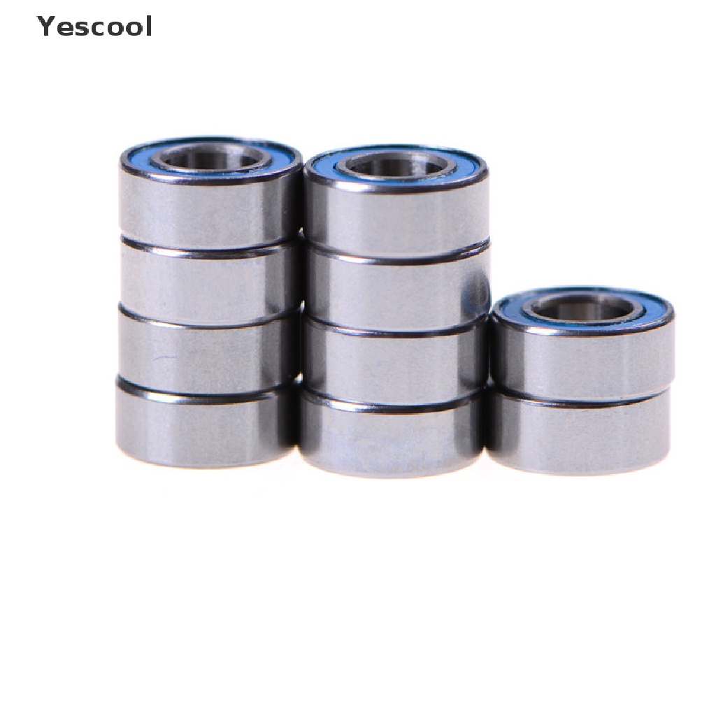 Yescool 10pcs MR105-2RS Bearing Miniatur Bahan Karet Ukuran 5x10 x 4mm Warna Biru