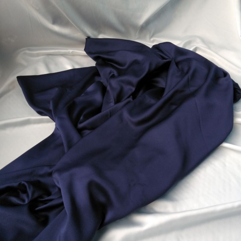 Rok Lilit Polos Satin Silk Premium Wrap skirt  Free ring-Navy