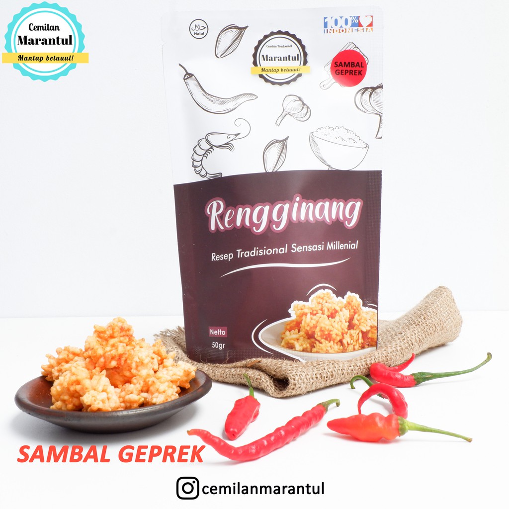 

Rengginang Premium Rasa Sambal Geprek Cemilan Kekinian Pedas Nampol