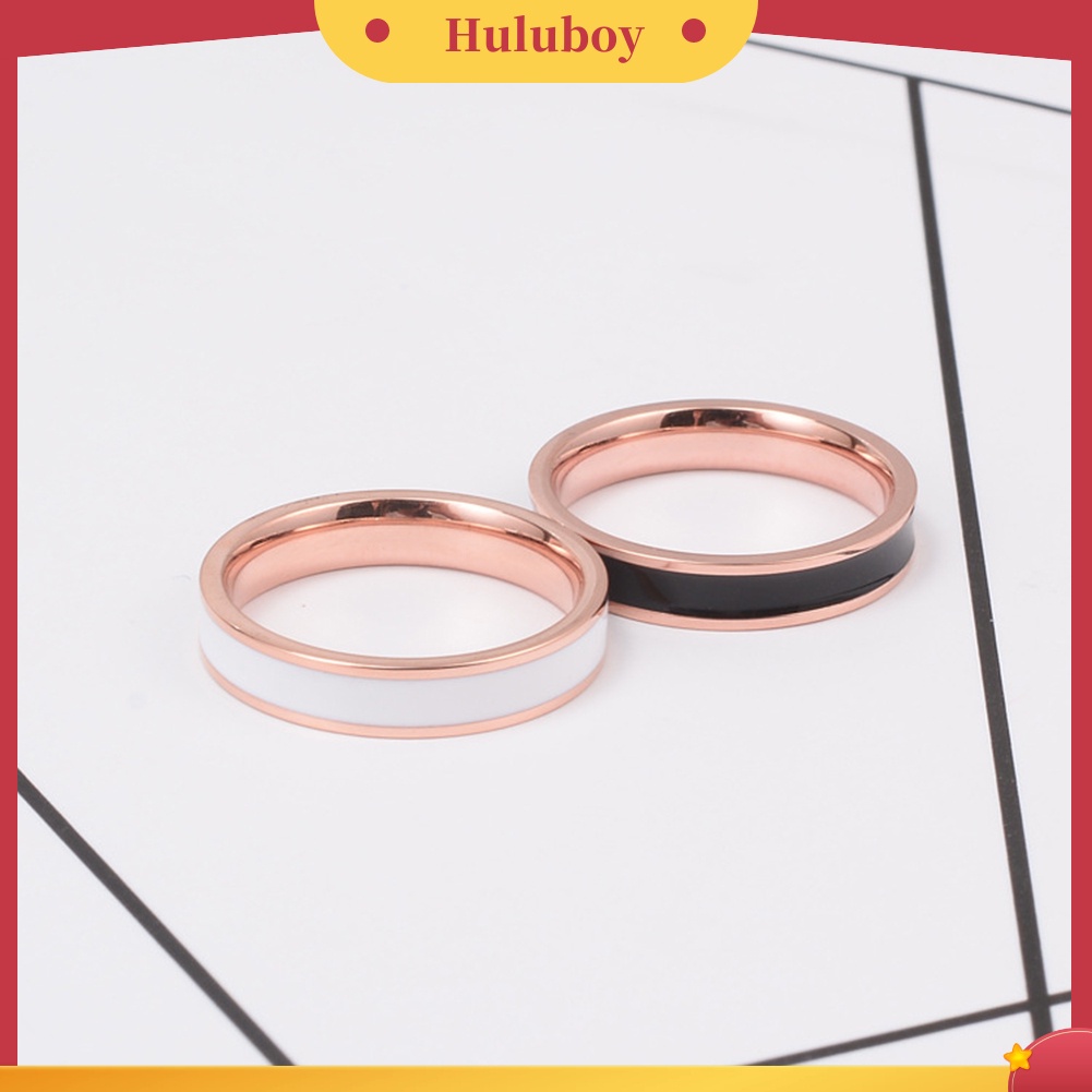 Hu Hu Hu Hu Hu Alat Bantu Pasang Kacamata♡ Cincin Wanita Bahan Titanium Steel Enamel Untuk Pesta Pernikahan