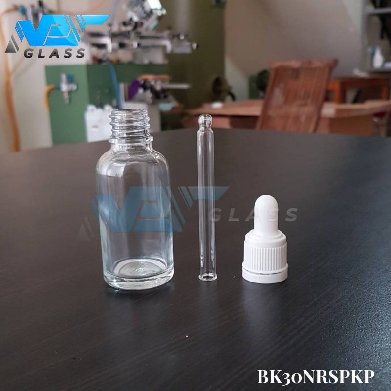 botol kaca pipet 30ml bening tebal / botol tetes 30ml / botol serum 30ml