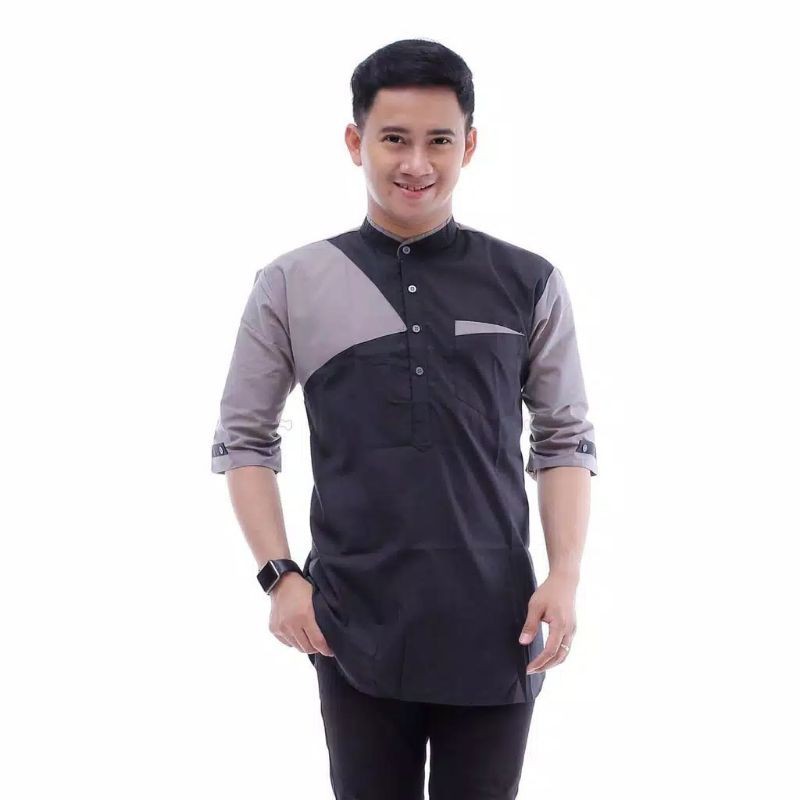 Baju Koko Kurta Dewasa Lengan Pendek Material Catton  Adem Serap Keringat