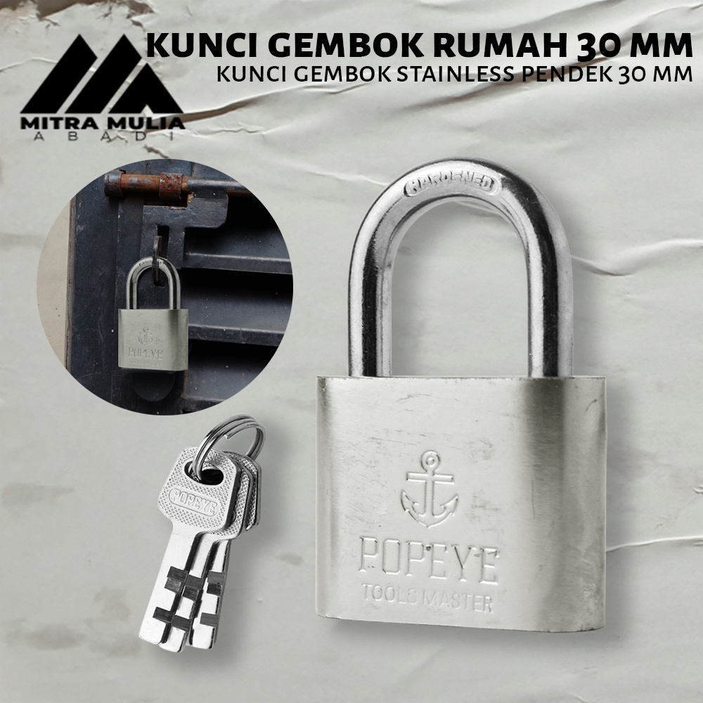 Kunci Gembok Rumah 30 M l Leher Pendek l Iron Pad Lock | gembok rumah