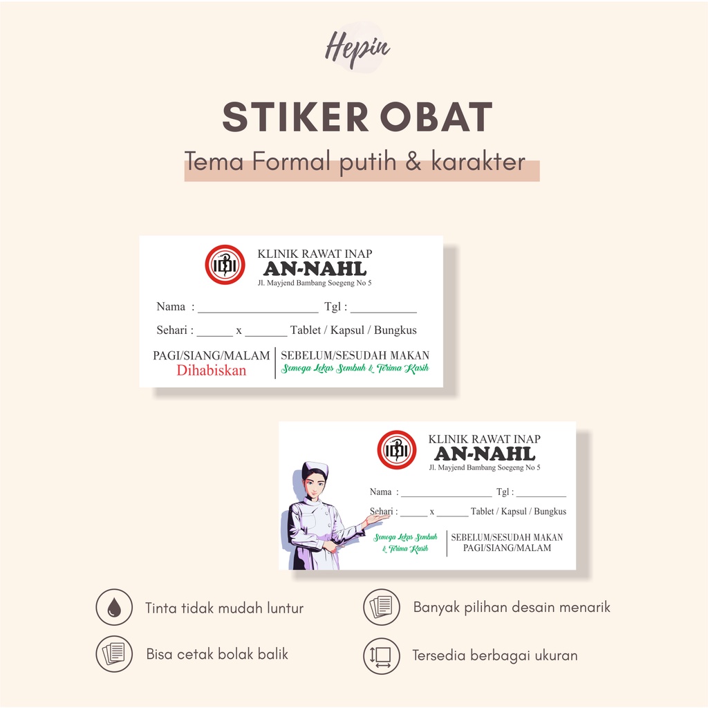 

Label obat Tema FORMAL PUTIH & KARAKTER/ Etiket obat syrup / Stiker label obat / Stiker label obat sirup/stiker obat