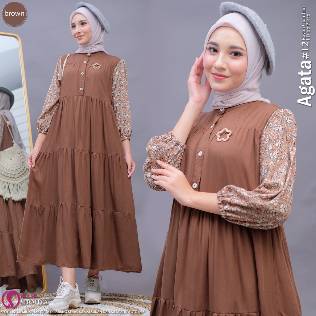 [RESTOCK] GAMIS DRESS FASHION MUSLIM // AGATA BY SHOFIYA-#12 Brown