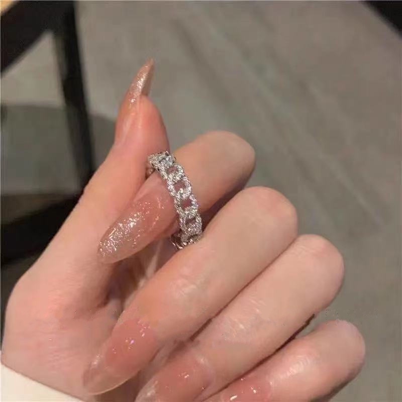 Cincin Model Terbuka Bahan Metal Desain Geometri Gaya Jepang / Korea Untuk Wanita