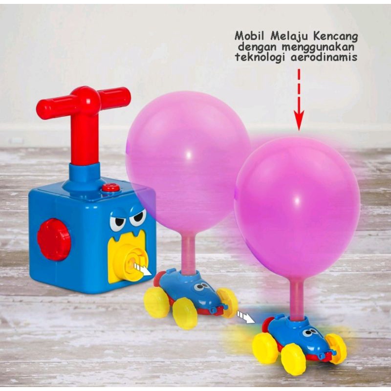 Mainan Mobil Pompa Anak Balloon Power Car Racing Tenaga Angin