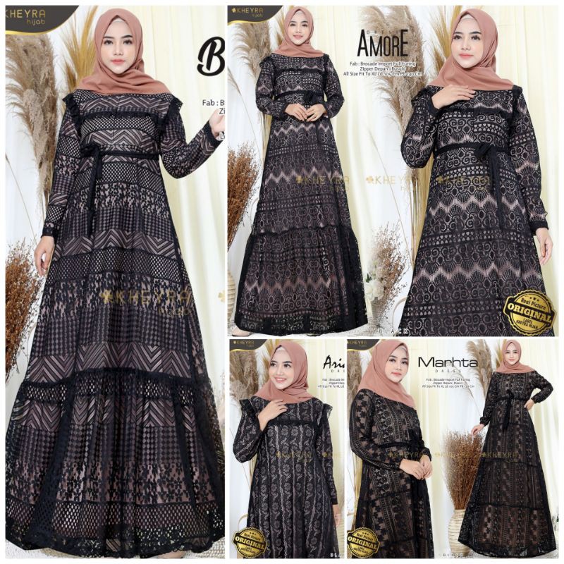 Gamis Longdress brokat Lace BLACK series hitam maxy dress