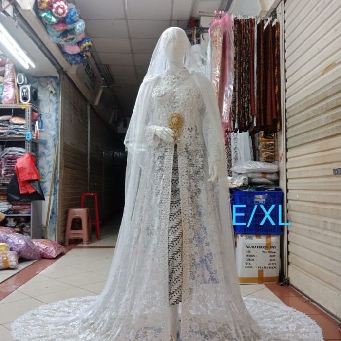 Kebaya Pesta kebaya akad ekor size jumbo - putih5, XL