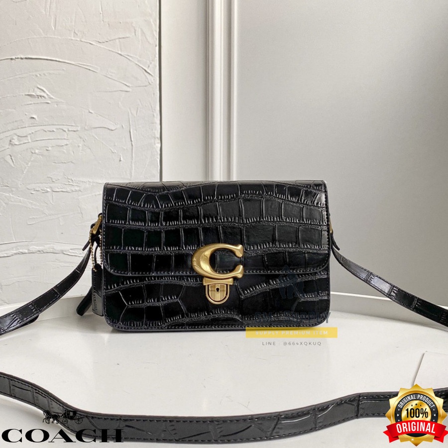 TAS WANITA COACH STUDIO CROSSBODY BAG EMBOSSED LEATHER BLACK 6640