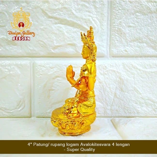 4&quot; Patung/ Rupang Logam 4 Arms Avalokitesvara - Super Quality