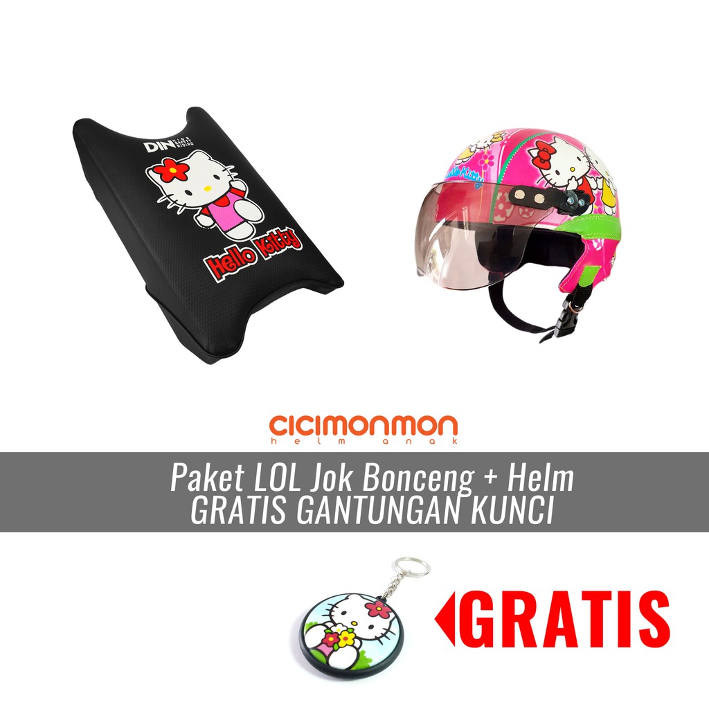 GRATIS GANCI Paket Hello Kitty Helm + Jok Bonceng Motor