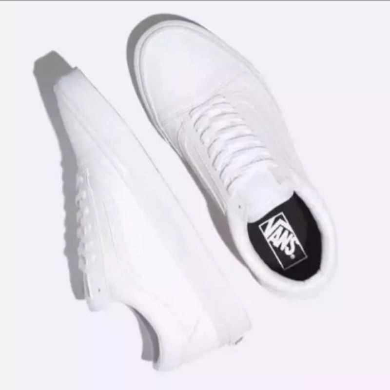 SEPATU VANS OLDSCHOL FULL WHITE SNEAKERS PREMIUM