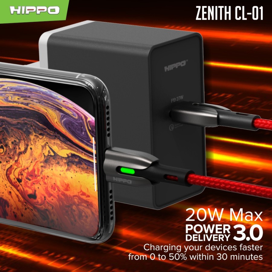 Hippo Zenith CL-01 Kabel PD USB Type C to Lightning With PD INDICATOR