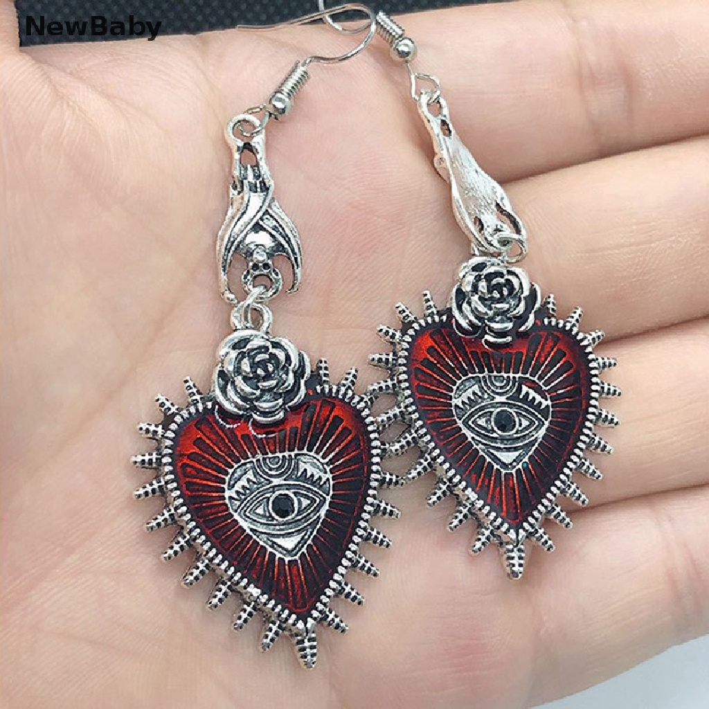 NewBaby Dark Goth Drop Earring Jewelry Blood Rose Heart Oil Bat Gothic Earrings ID