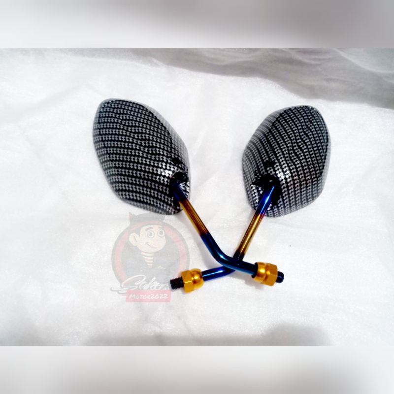 spion karbon pelangi/spion karbon 2toun/spion Honda tangkai pendek/spion karbon beat murah surabaya
