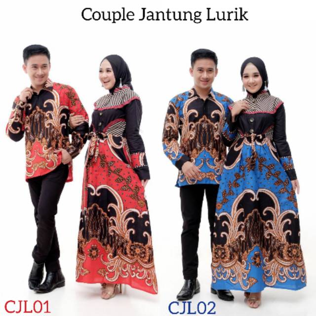 COUPLE BATIK ALUSAN ORIGINAL DRESS KOMBINASI JANTUNG LURIK MODERN NDORO JOWI SANIA RUFFLE EXCLUSIVE