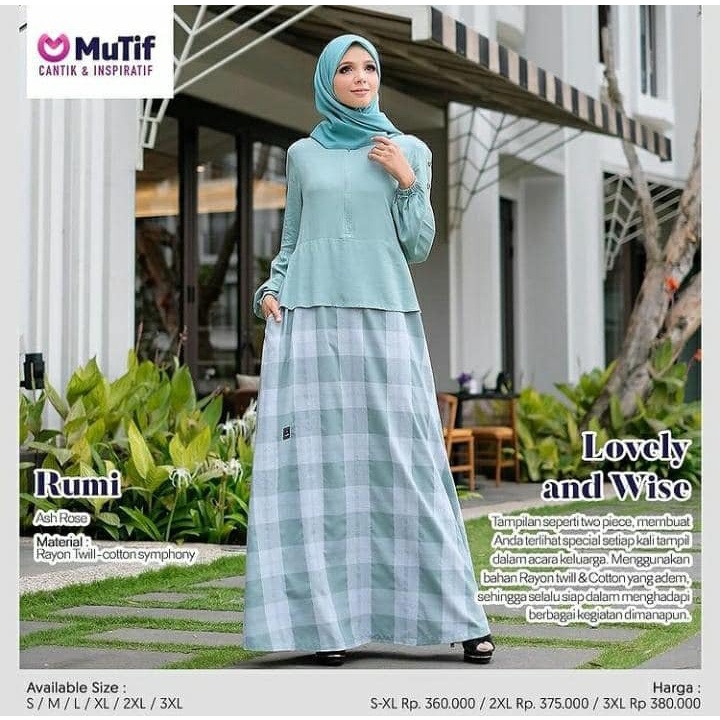 GAMIS MUTIF RUMI SPRAY ROSE GREEN (BEST SELLER)