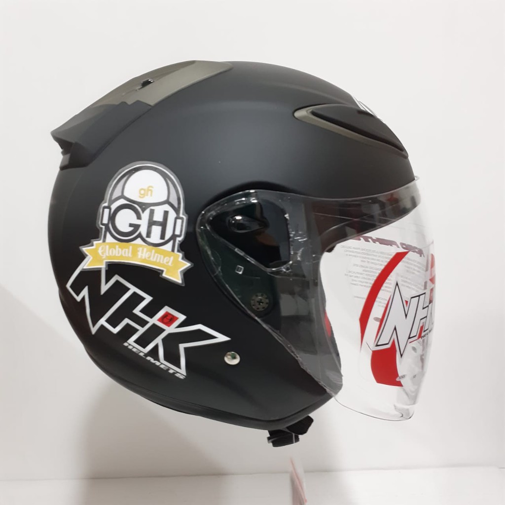 HELM NHK HALF FACE NHK R6 NHK R 6 SOLID BLACK DOFF NHK R6 POLOS