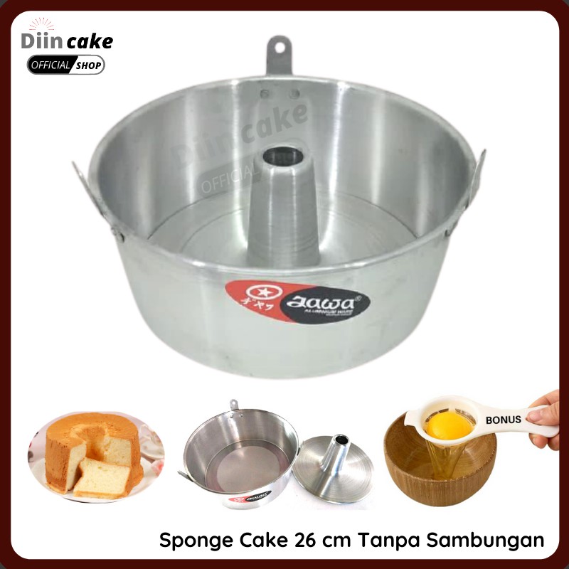 Loyang Bolu chiffon Sponge Cake 26 cm Press Bongkar Pasang Tebal Tanpa Sambungan Bonus Pemisah Telur