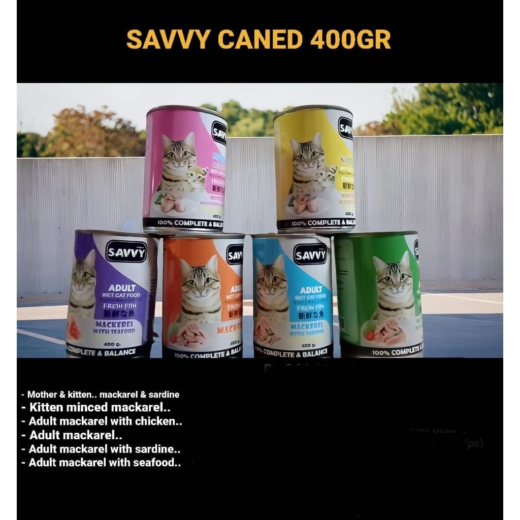 Savvy 400gr makanan basah kalengan kucing Daging Tuna