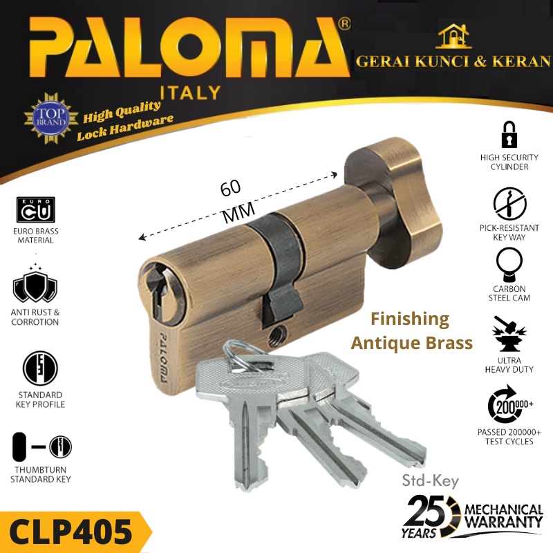 Knob Cylinder PALOMA CLP 405 DELUXE KC-SK 60MM - Standard Key AB