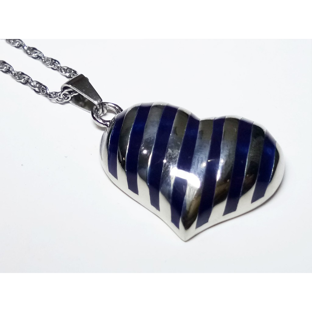 VeE Liontin Titanium Batu Giok Biru Kehitaman Love - Terapi Kesehatan