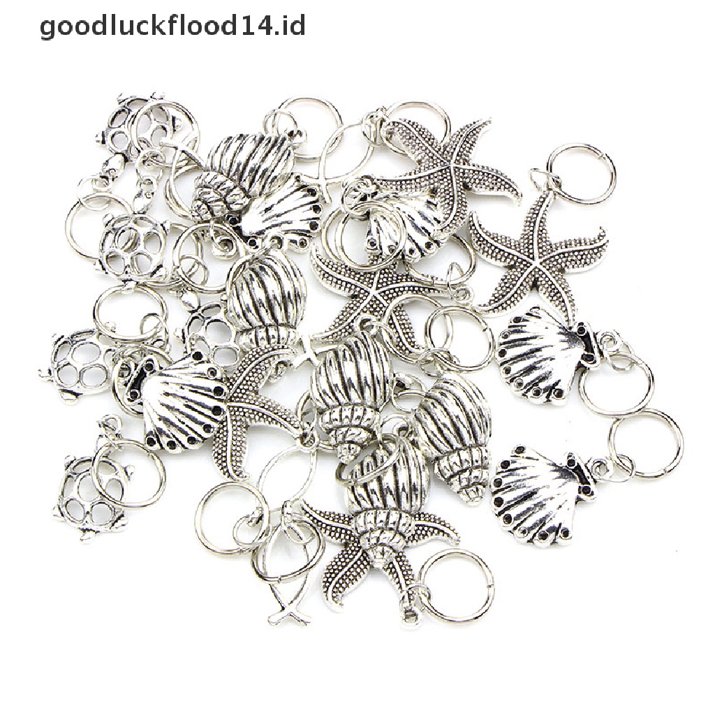 [OOID] 50Pcs/Set Starfish Pendant Dreadlock Hair Braid Pins Rings Clip DIY Cuff Jewelry ID