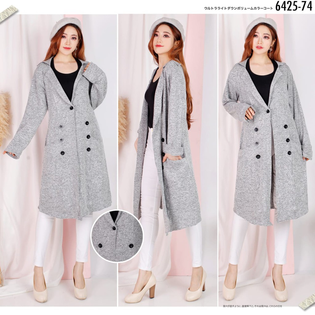 Kadita Long Coat Blazer / Outer Panjang Wanita Cewe Rajut Korea Style