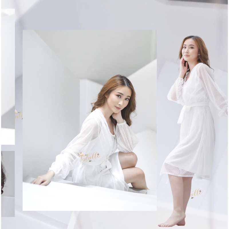 𝙏𝙪𝙩𝙪𝙡𝙡𝙚 Dotty Robe Bride Kimono Bride Robe Bridal Kimono Bridal