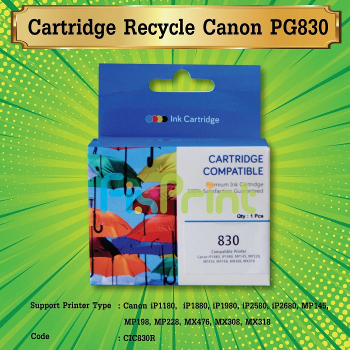 Cartridge Tinta Canon PG830 PG 830 Black Hitam Recycle Catridge IP1980 IP1880 IP2580 MP145 MX318