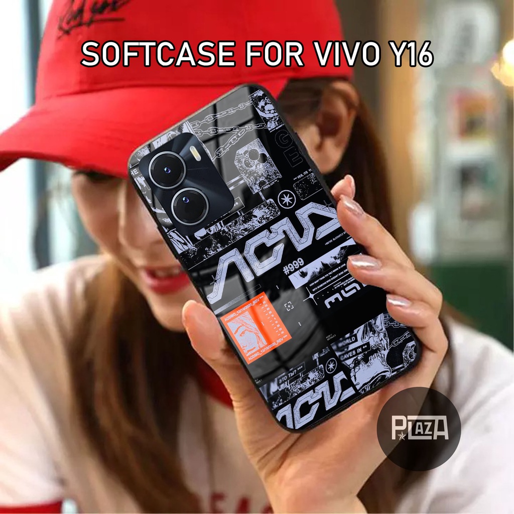 Softcase Glass Kaca [K118] VIVO Y16 2022 Terbaru Casing Handphone-Pelindung Handphone-Aksesoris Handphone-Plazacase.id