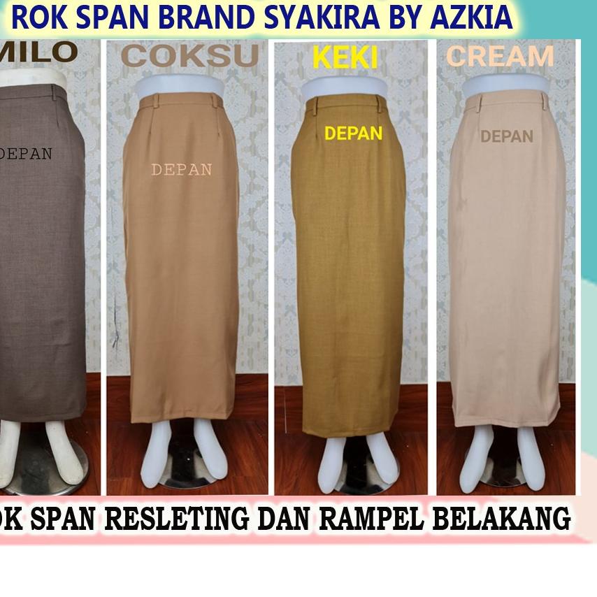Telah Hadir.. Rok Span Brand Syakira warna merah cabe, abu tua, milo, cokelat susu, khaki, cream- ro