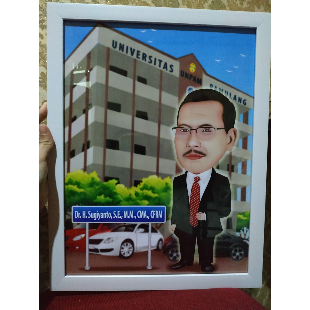 DESAIN KARIKATUR 1 WAJAH CETAK+FRAME A3