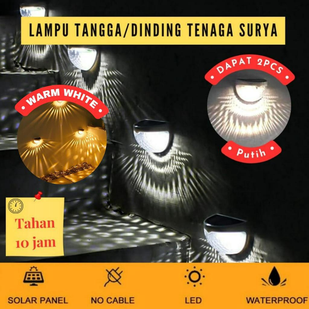 LAMPU HIAS PAGAR DINDING SOLAR LIGHT 6 LED LAMPU TANGGA TIPE 3 WATERPROOF TENAGA SURYA