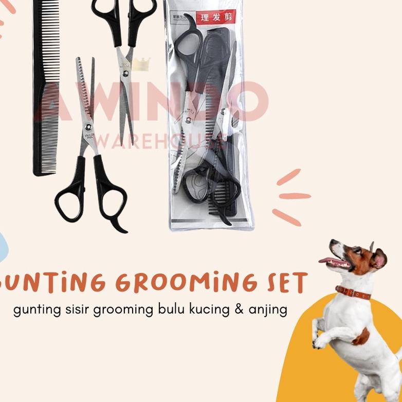 ☈ GUNTING GROOMING SET - Gunting Sisir Grooming Bulu Kucing Anjing ۩