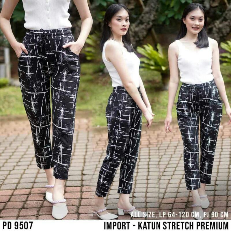 @105  Celana Panjang wanita IMPORT - Katun Stretch Premium