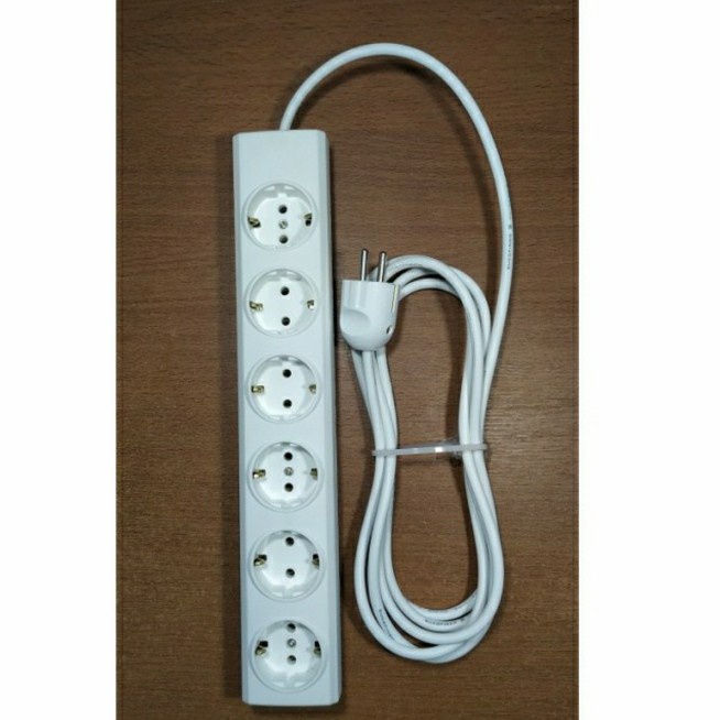 Stop Kontak Broco 6 Lubang Rakit + Kabel 5 Meter + Steker Broco
