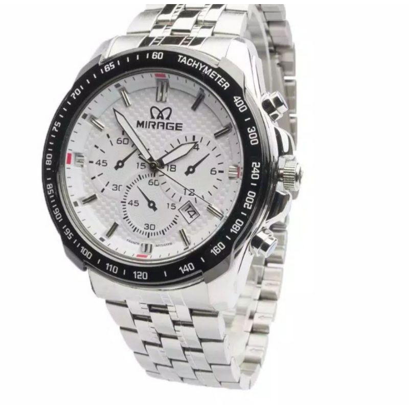 jam tangan pria;MIRAGE M8535BRP-Lsilver~ORIGINAL WATER RESISTANT~TGL~STAINLESS
