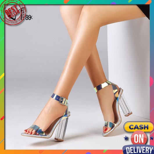 Best Seller.. Fladeo D21/Ldfh598-2Ra/Sandal Heels Slide Wanita [Chunky Heel ] Sandal Haihils High He