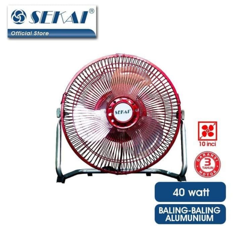 Sekai Desk Fan Kipas Angin Meja Tornado 10 inch HFN-1050 Baling-baling Besi Aluminium