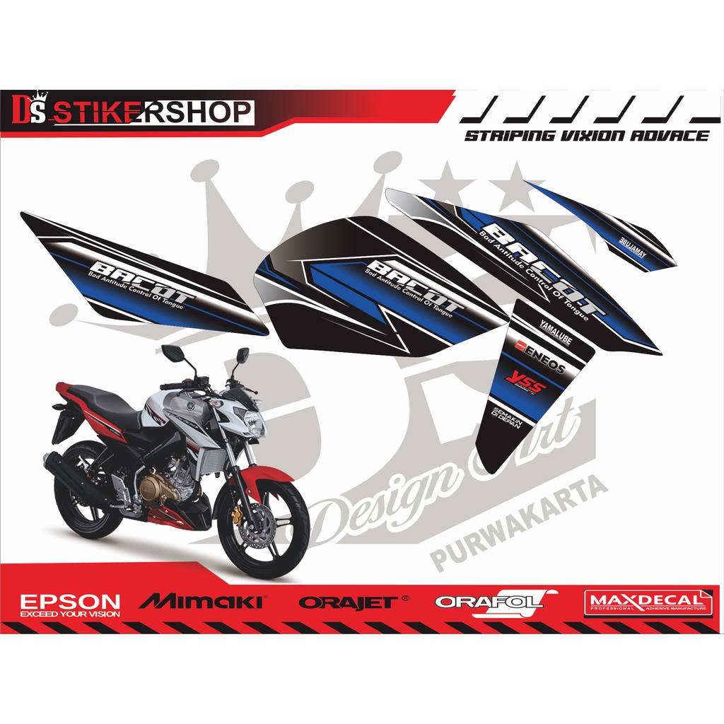 striping vixion nva/striping vixion advance/striping vixion simlpe lis hitam biru tua