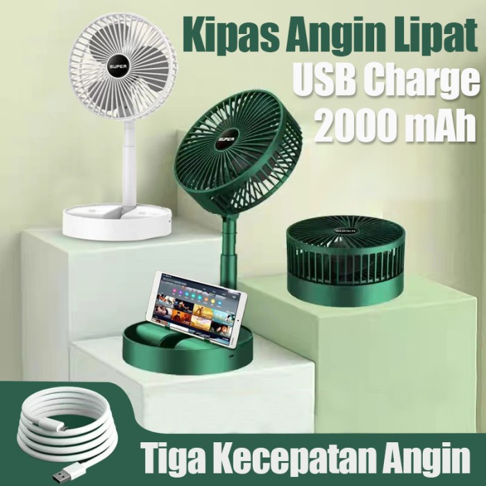 Kipas Lipat Portable Listrik Charge USB Folding Fan Multifungsi / Kipas Angin Lipat / Kipas Meja / Kipas Angin Portable Putar 180 Portable Mini Fan Recharge / Portable fan folding stand / Kipas Angin Lipat Portable USB Charger /Kipas Angin Meja Putar 180°