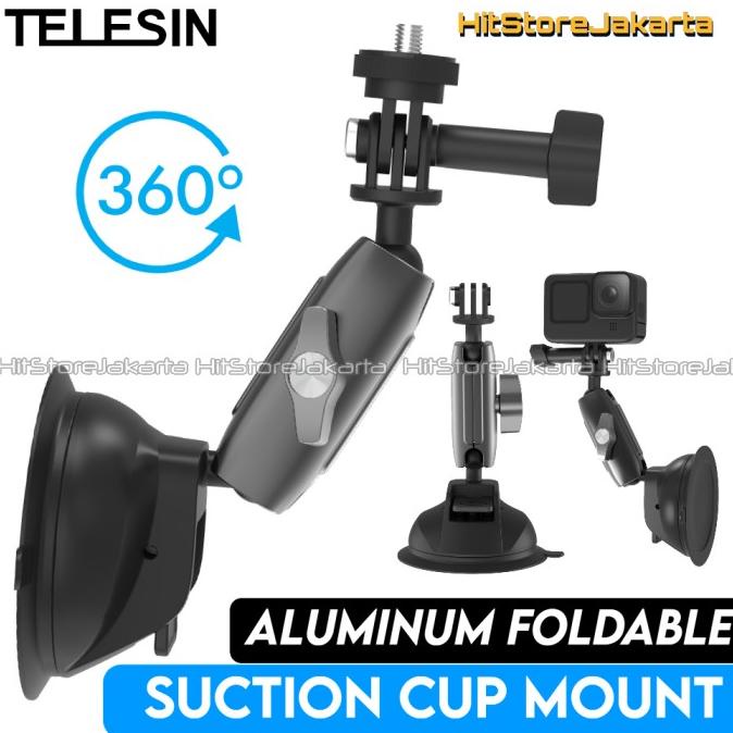 Telesin Suction Cup Aluminum Foldable Suction Cup Mount GoPro Insta360