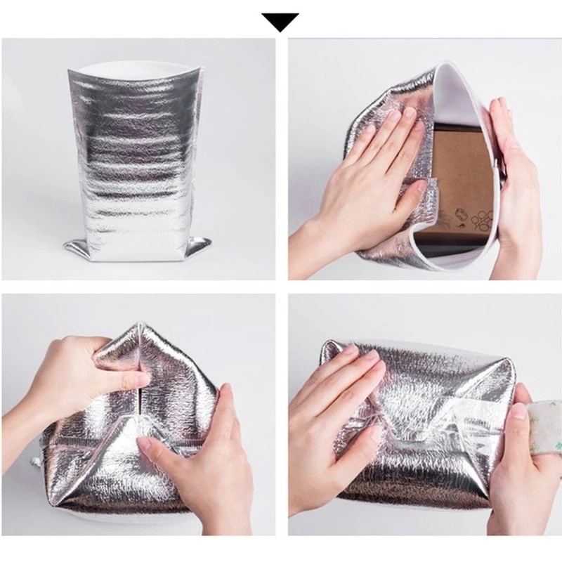 1PC Disposable Aluminum Foil Insulation Bags / Dual-purpose Cold And Hot Food Long-distance Storage Bag