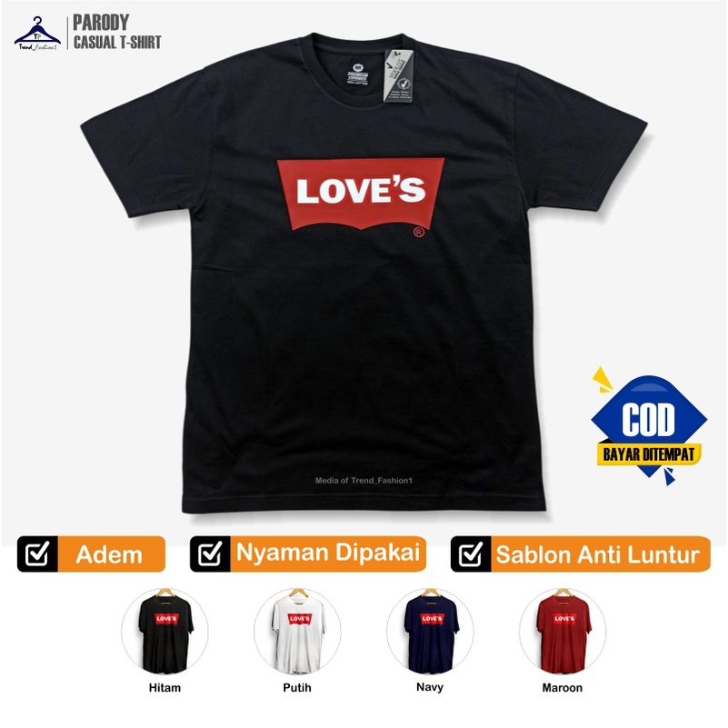 Kaos Plesetan Laki Laki Dewasa Ukuran M - XXL T shirt Pria Model Kekinian Tulisan Love Lucu