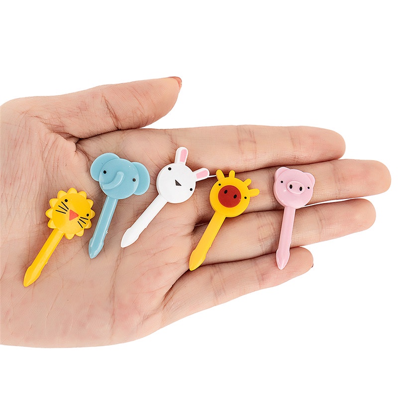 TK 10pcs/set Cute Animal Fruit Fork Kids Snack Dessert Cartoon Forks Toothpick Lunch Decoration Accessories