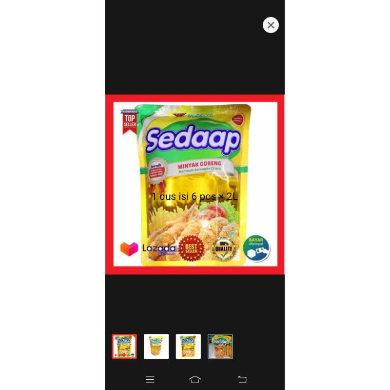 

minyak sedap 2 liter isi 6 pcs 1 karton