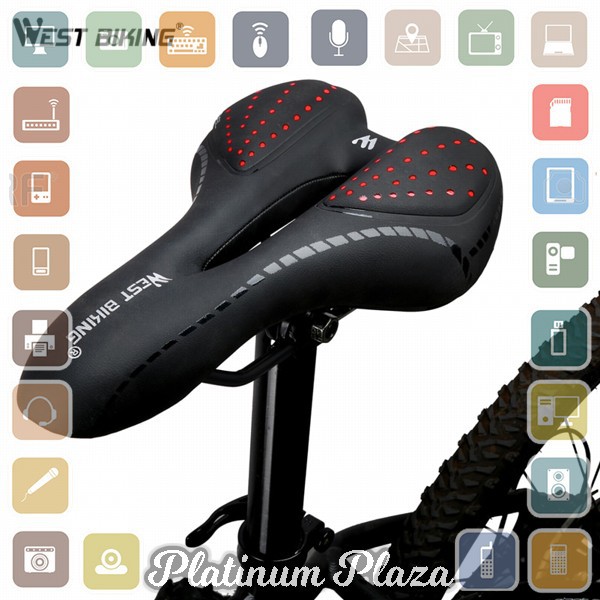 West Biking Jok Sadel Sepeda Bike Saddle Silicone Gel Cushion PU Leather - YP0801086 - Black`2E4099-