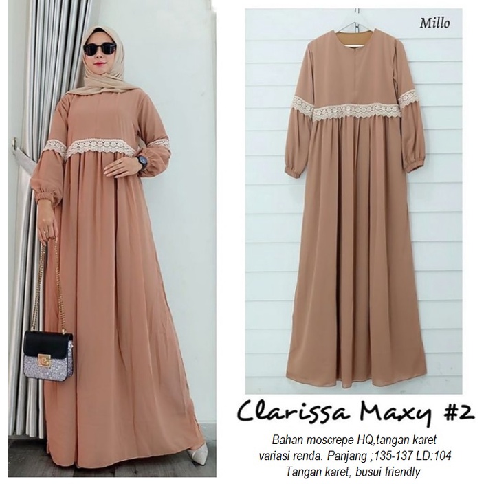 Baju gamis wanita terlaris dan termurah 2022 ukuran L|XL/ Pakaian wanita fashionable Clarissa Maxi Dress-1